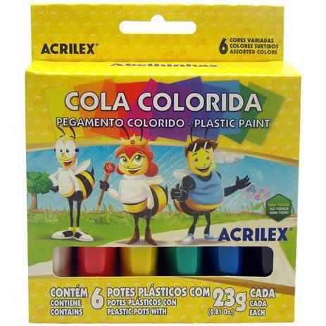 Cola Colorida Acrilex 006 Cores 02606 Menor preço em Cola Colorida Acrilex 006 Cores 02606