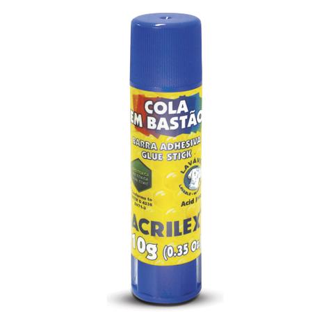 Cola Em Bastão Acrilex 10g - Ref. 02710 Menor preço em Cola Em Bastão Acrilex 10g - Ref. 02710