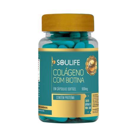 Colágeno com Biotina 900mg - 60 Cáps - Soulife Menor preço em Colágeno com Biotina 900mg - 60 Cáps - Soulife