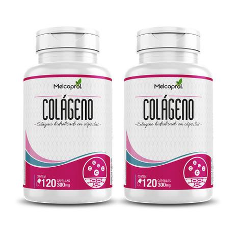 Colageno Hidrolisado 100 Puro 300mg 2x120 Cápsulas Melcoprol Menor preço em Colageno Hidrolisado 100 Puro 300mg 2x120 Cápsulas Melcoprol