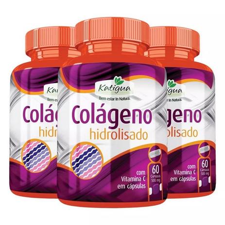 Colágeno Hidrolisado com Vitamina C - 3 un de 120 Cápsulas - Katigua Menor preço em Colágeno Hidrolisado com Vitamina C - 3 un de 120 Cápsulas - Katigua