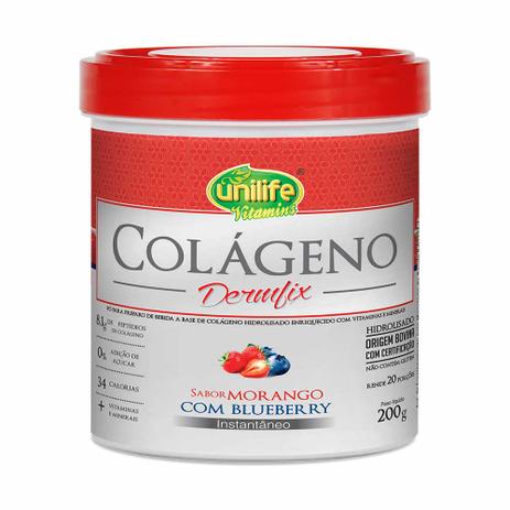 Colágeno Hidrolisado em Pó Dermfix Morango com Blueberry - Unilife - 200g Menor preço em Colágeno Hidrolisado em Pó Dermfix Morango com Blueberry - Unilife - 200g