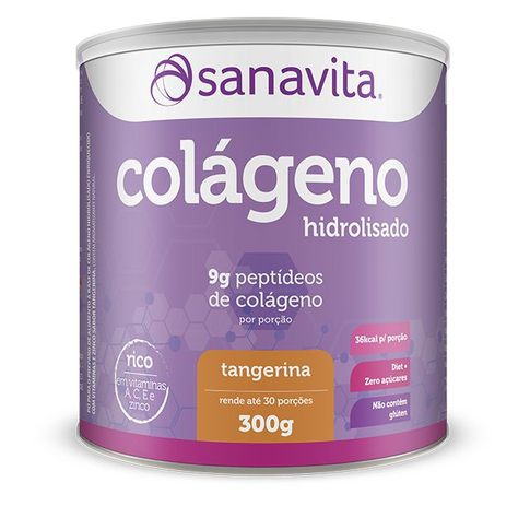 Colágeno Hidrolisado em pó Sanavita 300g Tangerina Menor preço em Colágeno Hidrolisado em pó Sanavita 300g Tangerina