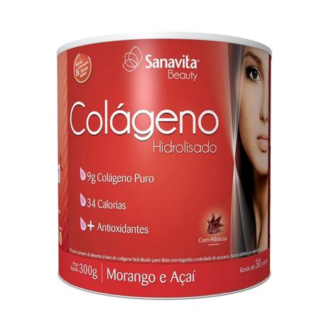 Colágeno Hidrolisado Morango e Açai - Sanavita Menor preço em Colágeno Hidrolisado Morango e Açai - Sanavita