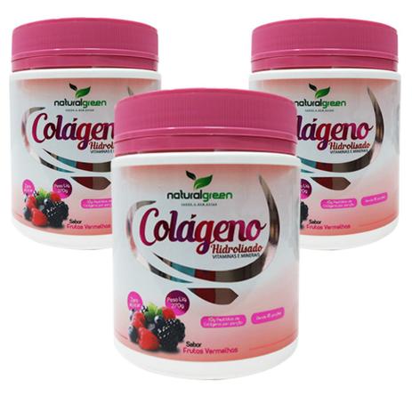 Colágeno Hidrolisado Solúvel Sabor Frutas Vermelhas - 3 Unidades - Natural green Menor preço em Colágeno Hidrolisado Solúvel Sabor Frutas Vermelhas - 3 Unidades - Natural green