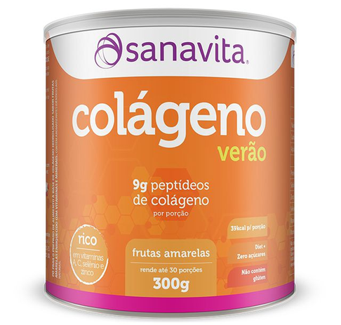 Colágeno Hidrolisado Verão 300g Sanavita Frutas Vermelhas Menor preço em Colágeno Hidrolisado Verão 300g Sanavita Frutas Vermelhas