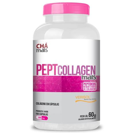 Colágeno Peptcollagen 600mg Chá Mais 100 cápsulas Menor preço em Colágeno Peptcollagen 600mg Chá Mais 100 cápsulas