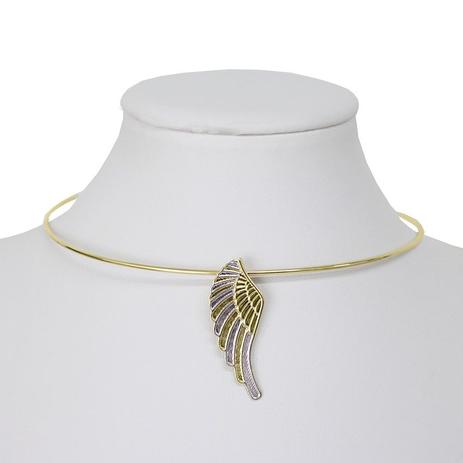 Colar Choker Aro Rígido de Asa Folheado a Ouro 18k + Ródio - Lunozê Menor preço em Colar Choker Aro Rígido de Asa Folheado a Ouro 18k + Ródio - Lunozê