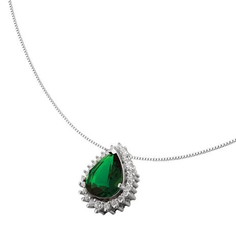 Colar de Prata com Gota Verde - Joia em casa Menor preço em Colar de Prata com Gota Verde - Joia em casa