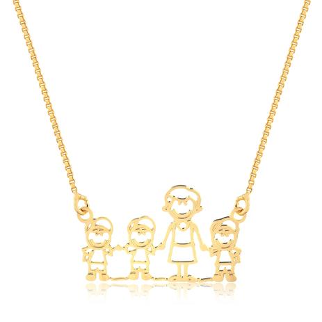 Colar família com mãe e 3 meninos folheado em ouro 18k - 3150000000844 - Francisca joias contemporâneas é boa?