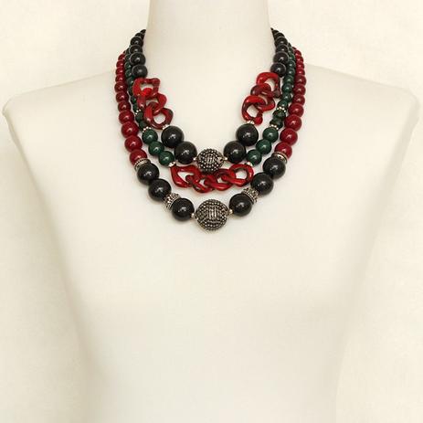 Colar feminino médio, elos, bolas e strass -3431 - Camargomarkiori Menor preço em Colar feminino médio, elos, bolas e strass -3431 - Camargomarkiori