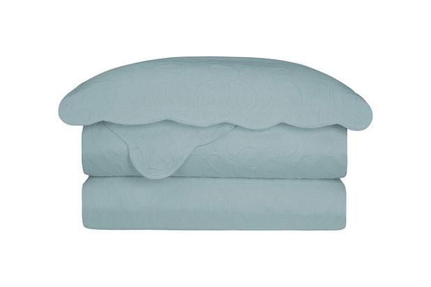 Colcha Arabesque Casal Gigante 3 Peças - AZUL Camesa Menor preço em Colcha Arabesque Casal Gigante 3 Peças - AZUL Camesa