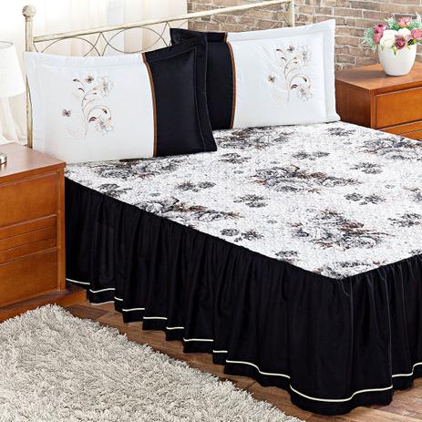 Colcha Ariana Casal Floral Preto com Refil - 5 Peças - Aquarela enxovais é boa?