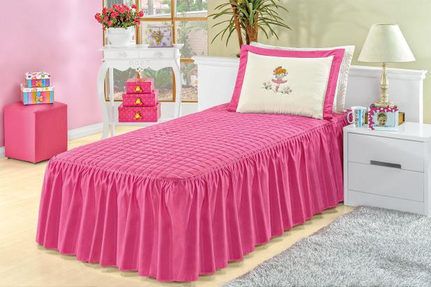 Colcha Bailarina Kit Cama Solteiro 2 Peças Pink - Home fernandes Menor preço em Colcha Bailarina Kit Cama Solteiro 2 Peças Pink - Home fernandes