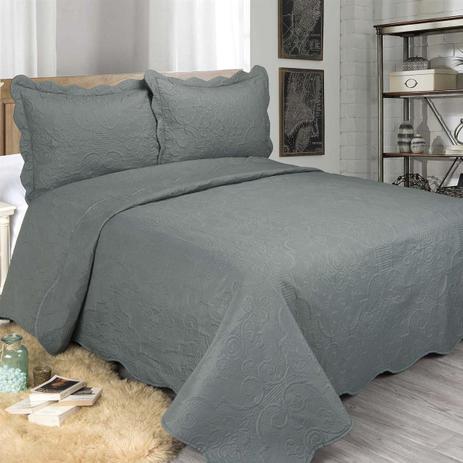 Colcha Barroque Cinza Queen 240x260cm Camesa Menor preço em Colcha Barroque Cinza Queen 240x260cm Camesa