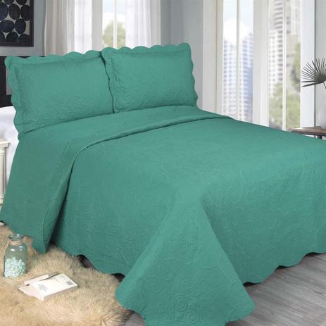 Colcha Barroque Verde Queen 240x260cm Camesa Menor preço em Colcha Barroque Verde Queen 240x260cm Camesa