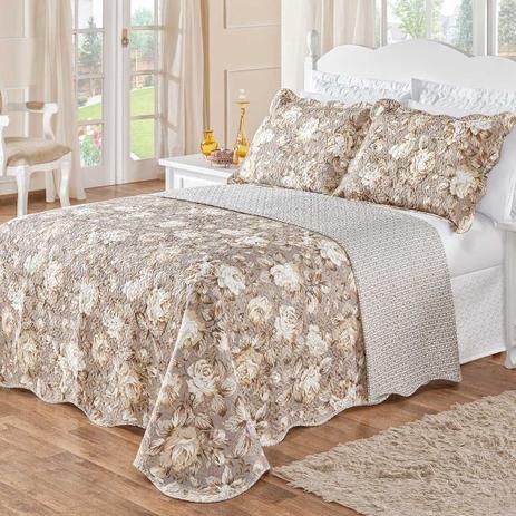 Colcha Bouti Floral Caqui Casal Padrão Dupla Face 03 Peças - Dourados enxovais é boa?