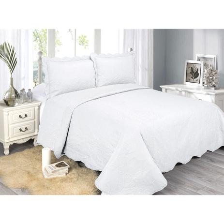 Colcha Casal 3 Peças Barroque Microfibra Branco - Camesa Menor preço em Colcha Casal 3 Peças Barroque Microfibra Branco - Camesa