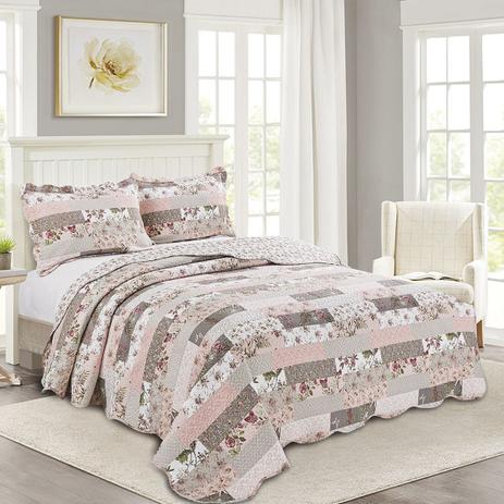 Colcha Casal Berna Camesa Evolution Patchwork 220x240CM Rosa Menor preço em Colcha Casal Berna Camesa Evolution Patchwork 220x240CM Rosa