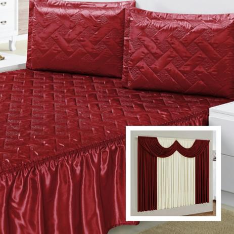 Colcha Casal com Babado com Cortina 2m Riviera - Kit 04 Peças Vermelho - Sarah enxovais é boa?