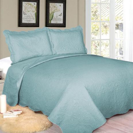 Colcha Casal Gigante Camesa Arabesque 240x220Cm Azul Menor preço em Colcha Casal Gigante Camesa Arabesque 240x220Cm Azul