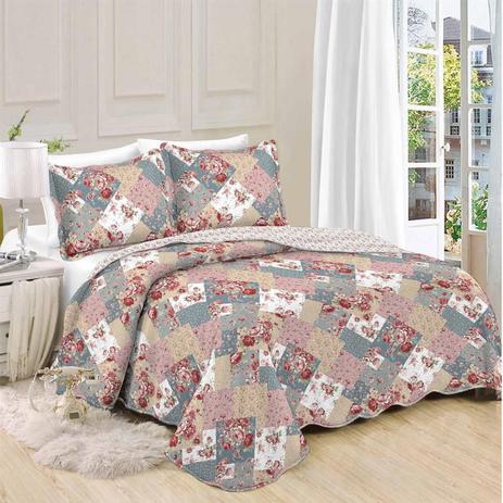 Colcha Casal Gigante Camesa Patchwork Dupla Face 3 Peças Anne Menor preço em Colcha Casal Gigante Camesa Patchwork Dupla Face 3 Peças Anne