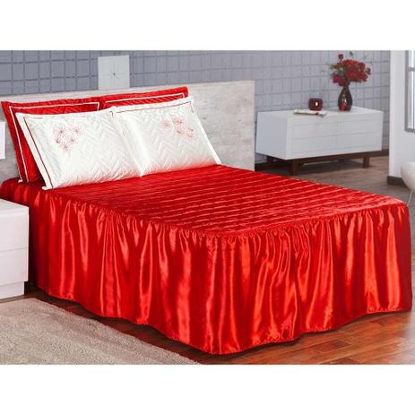 Colcha Casal Karla 03 Peças Cetim Bordado - Vermelho - Zelimari é ruim? Colcha Casal Karla 03 Peças Cetim Bordado - Vermelho - Zelimari é boa?