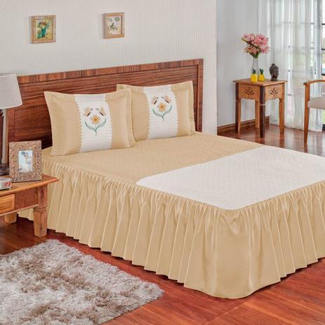 Colcha Casal Matelado Ultrassônico Bordado 3 Peças Juliana - Cáqui - Rosdry enxovais Menor preço em Colcha Casal Matelado Ultrassônico Bordado 3 Peças Juliana - Cáqui - Rosdry enxovais
