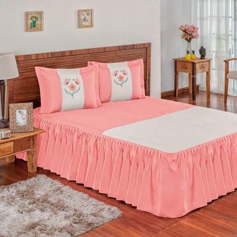 Colcha Casal Matelado Ultrassônico Bordado 3 Peças Juliana - Rosê - Rosdry enxovais Menor preço em Colcha Casal Matelado Ultrassônico Bordado 3 Peças Juliana - Rosê - Rosdry enxovais