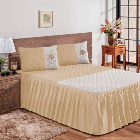 Colcha Casal Matelado Ultrassônico com Bordado 3 Peças Laís - Cáqui - Rosdry enxovais Menor preço em Colcha Casal Matelado Ultrassônico com Bordado 3 Peças Laís - Cáqui - Rosdry enxovais