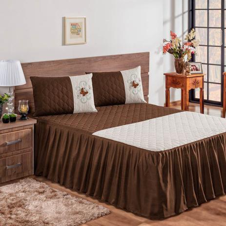 Colcha Casal Matelado Ultrassônico com Bordado 3 Peças Laís - Tabaco - Rosdry enxovais Menor preço em Colcha Casal Matelado Ultrassônico com Bordado 3 Peças Laís - Tabaco - Rosdry enxovais