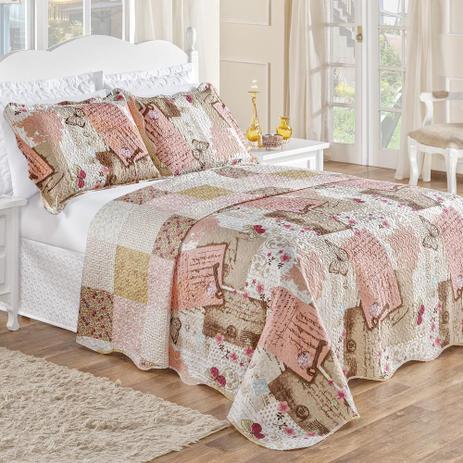 Colcha Casal Padrão Bouti Microfibra Dupla Face Patchwork 3 Peças - Rosê - Bia enxovais Menor preço em Colcha Casal Padrão Bouti Microfibra Dupla Face Patchwork 3 Peças - Rosê - Bia enxovais