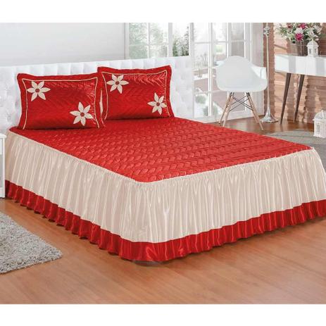 Colcha Casal Padrão Isabela 03 Peças Bordado - Tecido Cetim - Vermelho - Zelimari é boa?