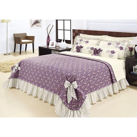 Colcha Casal Queen Doce Lar 100 Algodão Percal 150 Fios 07 peças - Uva - Vivart Menor preço em Colcha Casal Queen Doce Lar 100 Algodão Percal 150 Fios 07 peças - Uva - Vivart