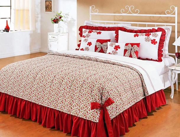 Colcha Casal Queen Doce Lar Algodão Percal 150 Fios - vermelha - Vivart Menor preço em Colcha Casal Queen Doce Lar Algodão Percal 150 Fios - vermelha - Vivart