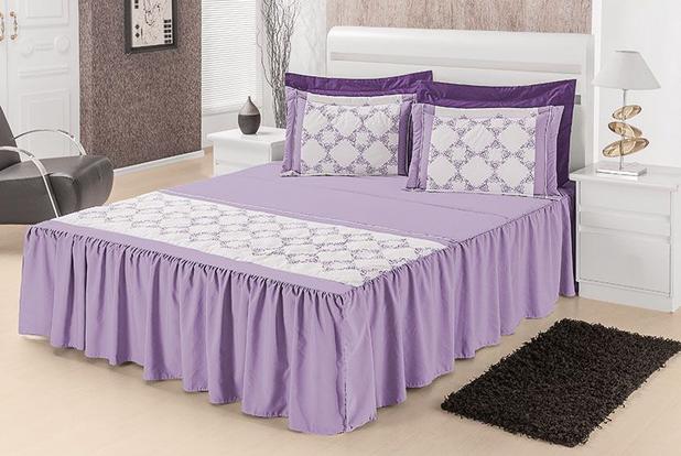 Colcha Casal Queen Techonolight Com Babado 03 Peças- Lilás - Linho cia Menor preço em Colcha Casal Queen Techonolight Com Babado 03 Peças- Lilás - Linho cia