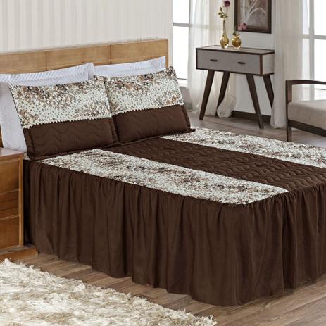 Colcha Casal Queen Turim Estampas Florais Matelada 5 Peças - Tabaco - Enxovais oliveira é boa?