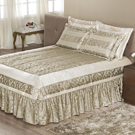 Colcha Casal Queen Vitória Tecido Jacquard Arabesco 7 Peças - Bronze - A decorativa Menor preço em Colcha Casal Queen Vitória Tecido Jacquard Arabesco 7 Peças - Bronze - A decorativa