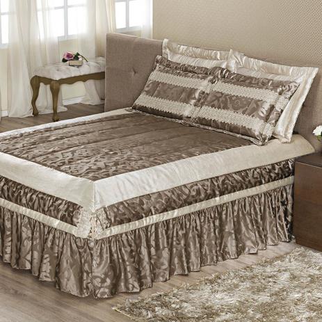 Colcha Casal Queen Vitória Tecido Jacquard Arabesco 7 Peças - Ouro Velho - A decorativa Menor preço em Colcha Casal Queen Vitória Tecido Jacquard Arabesco 7 Peças - Ouro Velho - A decorativa