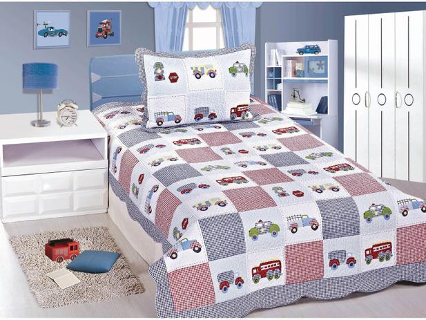 Colcha/Cobre-Leito Infantil Camesa Patchwork - Carros 2 Peças