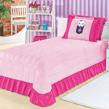 Colcha Cobre Leito Infantil Juvenil Gatinha Pink 2 Peças - Bia enxovais é boa?
