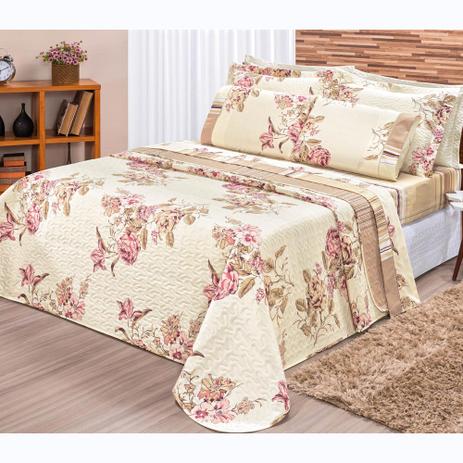Colcha Cobre Leito Requinte Casal Estampado Bege - Bia enxovais Menor preço em Colcha Cobre Leito Requinte Casal Estampado Bege - Bia enxovais