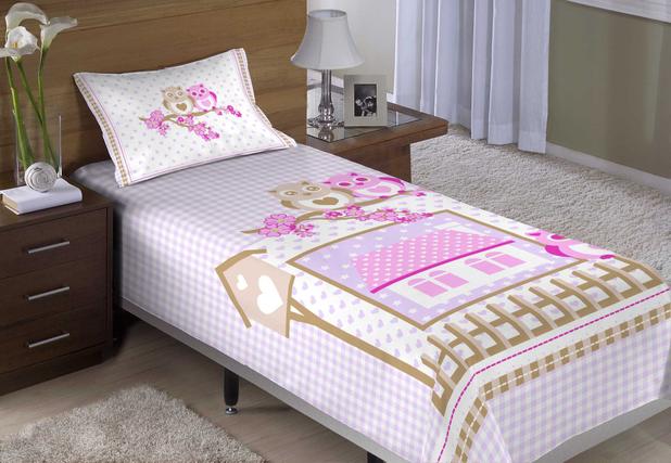 Colcha / Cobre Leito Solteiro - Corujinha Delicada - 2 peças - Rosa - Raner é boa?