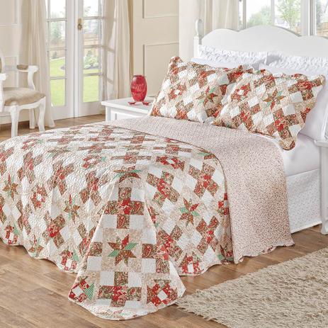 Colcha Dupla Face Queen Estampado 3 Peças Bouti - Patchwork Coral - Bia enxovais é boa?