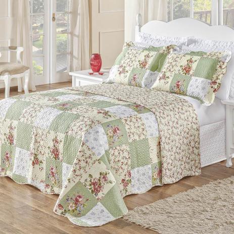 Colcha Dupla Face Queen Estampado 3 Peças Bouti - Patchwork Verde - Bia enxovais Menor preço em Colcha Dupla Face Queen Estampado 3 Peças Bouti - Patchwork Verde - Bia enxovais