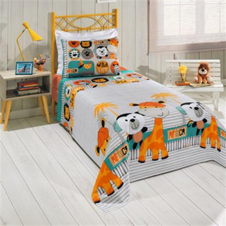 Colcha infantil piquet solteiro safari laranja - santista Menor preço em Colcha infantil piquet solteiro safari laranja - santista