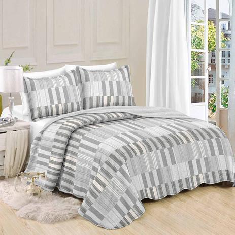 Colcha King Size Camesa Patchwork Dupla Face 3 Peças Alium Menor preço em Colcha King Size Camesa Patchwork Dupla Face 3 Peças Alium