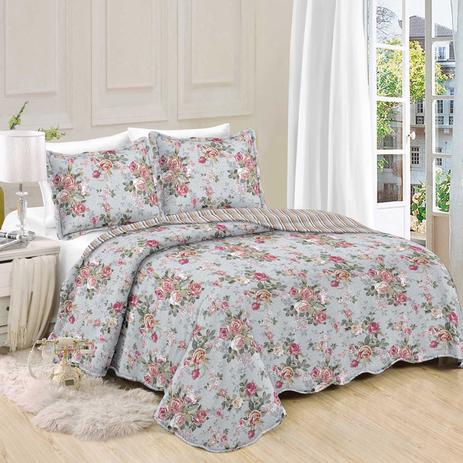 Colcha King Size Camesa Patchwork Dupla Face 3 Peças Dahlia Menor preço em Colcha King Size Camesa Patchwork Dupla Face 3 Peças Dahlia