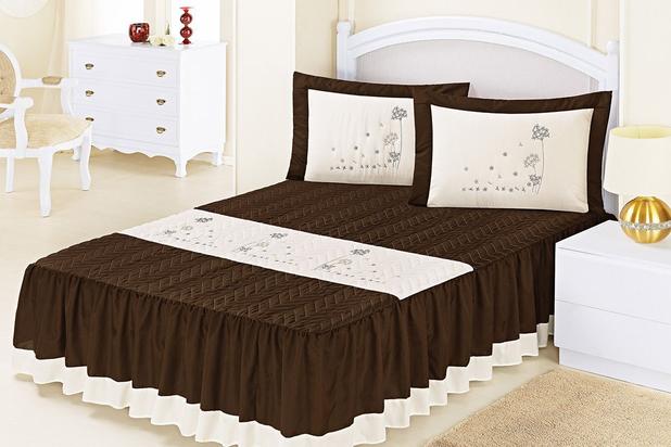 Colcha Marcelle Casal Tabaco com 5 peças Poliéster e Polipropileno - Aquarela é boa?