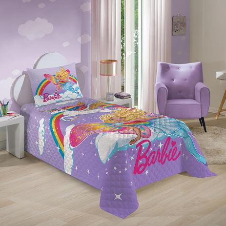 Colcha Matelassê Solteiro Barbie Reinos Mágicos Lilás - Lepper Menor preço em Colcha Matelassê Solteiro Barbie Reinos Mágicos Lilás - Lepper